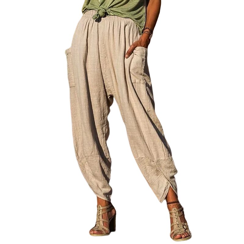 Women's Chinos Ankle-Length Linen / Cotton Blend Pocket High Waist Casual / Sporty Harlem Pants Causal Casual Daily Apricot S M Spring & Summer 2023 - US $22.99 –P2