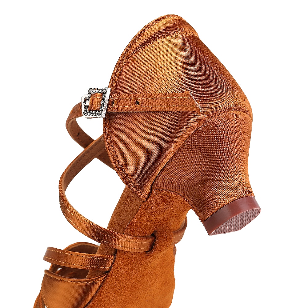 Girls' Latin Ballroom Dance Shoes Silk Salsa Tango Trainning Practice Dancing Shoes Low Heel 4cm 2025 - $54.99 –P8