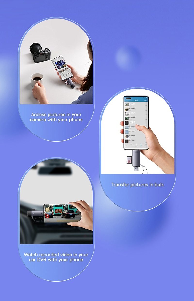 устройство чтения карт Baseus USB C & USB3.0 к SD Micro SD TF устройство для карт памяти 104 МБ/с 2 ТБ смарт-картридер для аксессуаров для ноутбуков 2025 - $24.99 –P6