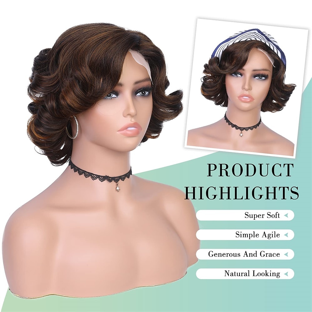 Synthetische pruiken Gekruld Asymmetrisch kapsel Machinegemaakt Pruik Kort A1 A2 A3 A5 A6 Synthetisch haar Dames Cosplay Zacht Feest Zwart Bruin Donkerbruin 2025 - $24.99 –P3