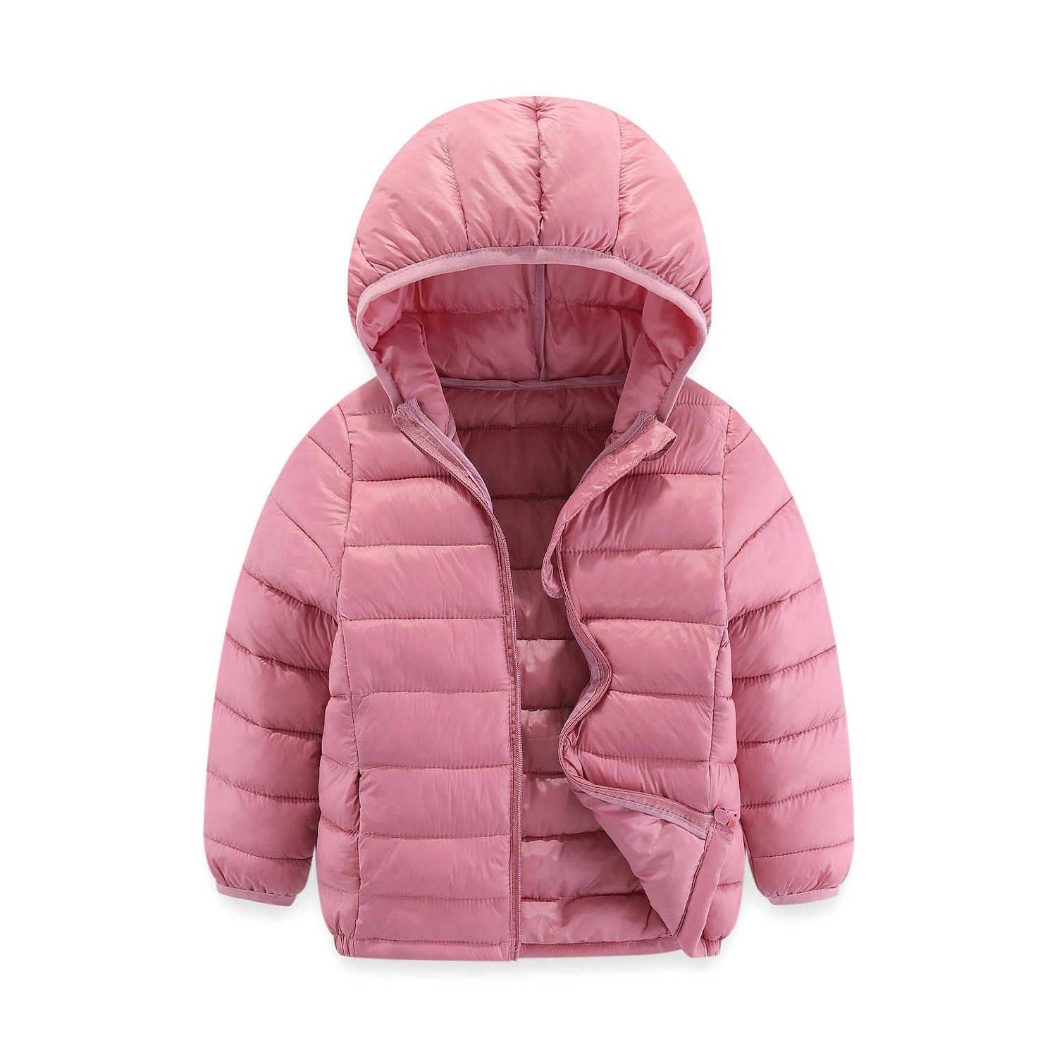 Barn Flickor Pufferjacka Ensfärgat Aktiv Skola Täcka Ytterkläder 2-12 år Vår Aska Taro lila Klassisk svart 2025 - $23.99 –P3