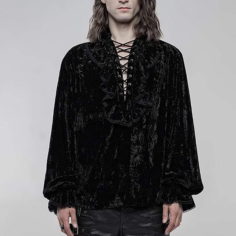 Punk & Gothique Médiéval Steampunk Blouse / Chemise Ballon Vampire Col en V Déguisement Homme Pirate Fantaisie Royal Halloween Carnaval Soirée Adulte Chemise Automne & Hiver de 2026 ? $34.99 –P3