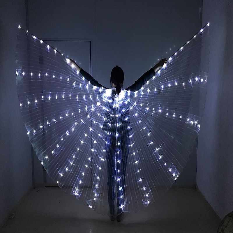 LED Butterfly Glowing Wing Dance Colorful Lighting Glow In the Dark Cloak Performance Costumes with Telescopic Festival Party Carnival Decor Prop 2025 - $59.99 –P4