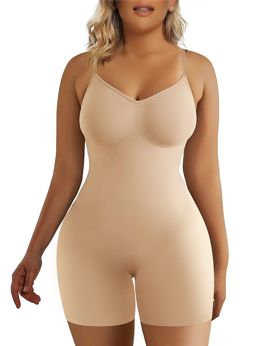 Damen-Bodysuits in Übergröße, figurformend, reine Farbe, modisch, heißer Urlaub, Fitnessstudios, Nylon, atmungsaktive Träger, ärmellos, rückenfrei, Sommer, Frühling, Home-Outfits 2025 - $19.49 -P2