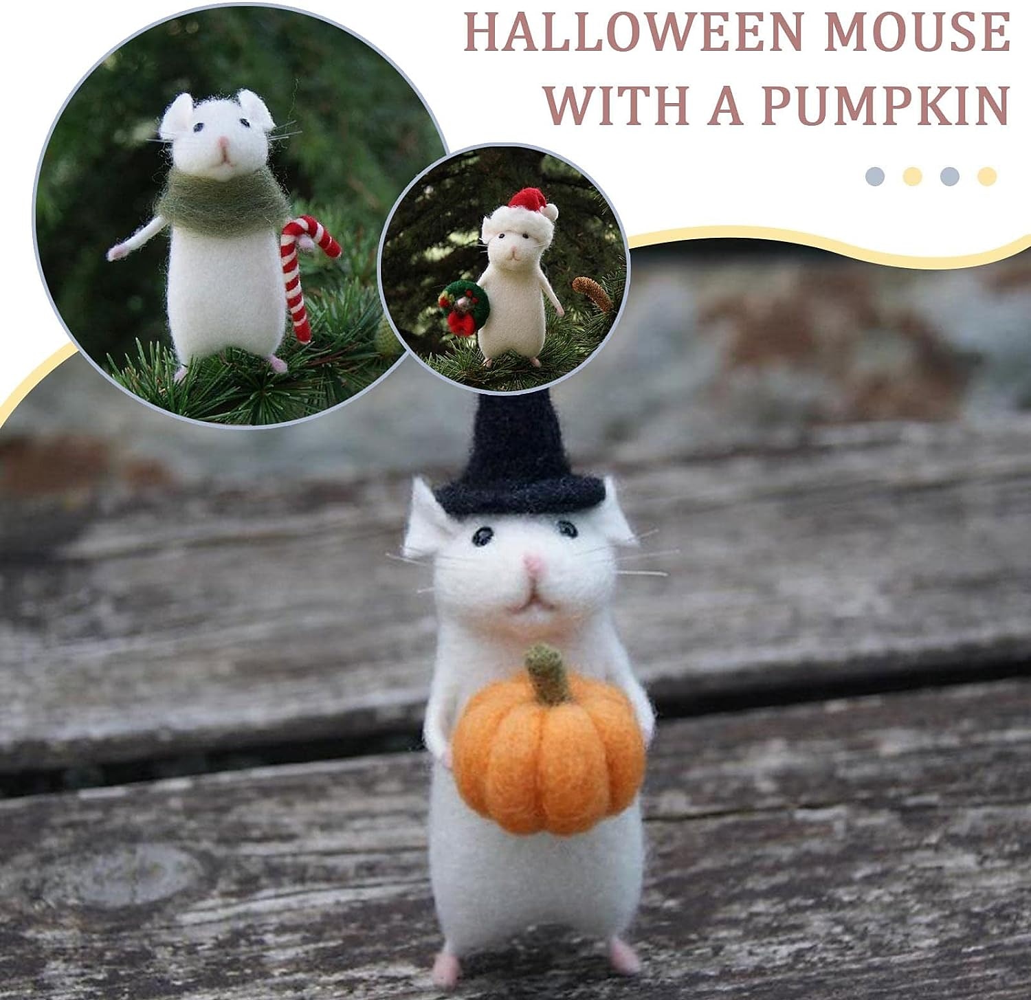 topo di Halloween con zucca, topo di Natale con un regalo, topo in feltro ad ago, topo di compleanno, kit per infeltrimento ad ago, pacchetto fai da te non finito, miniatura per infeltrimento ad ago del 2025 a $13.99 –P8