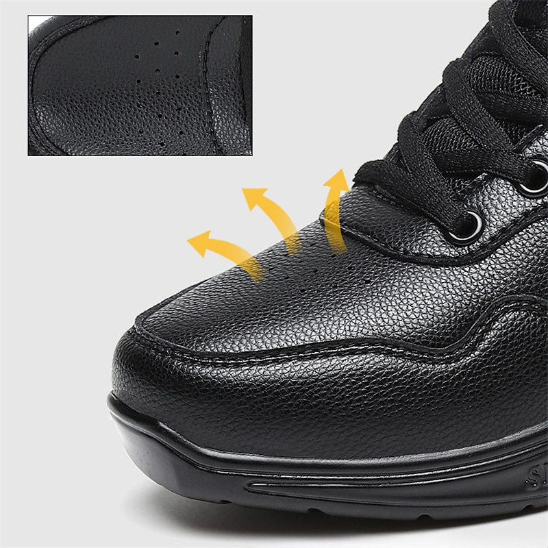 Femme Chaussures de Jazz Baskets de Danse Danse en ligne Utilisation Entraînement Soirée Manteaux en similicuir Plus doux Professionnel Deli-pointes Talon épais Bout rond Lacet Adolescent Adulte Noir de 2025 ? $54.99 –P11