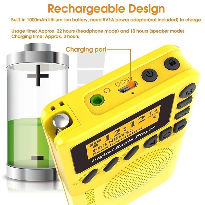 Mini Pocket DAB Digital Radio FM Digital Demodulator Portable MP3 Player with 1.44 Inch LCD Screen Built-in Rechargerable Battery 2025 - $61.99 –P2