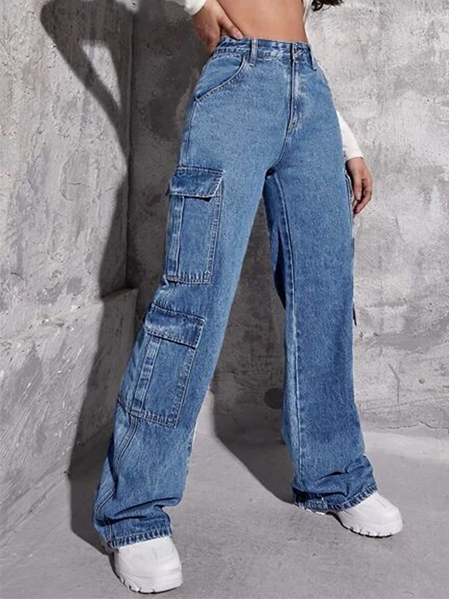 Women's Jeans Cargo Pants Pants Trousers Full Length Fashion Streetwear Street Daily Deep Blue LightBlue XS S Summer Spring 2023 - US $34.99 –P6