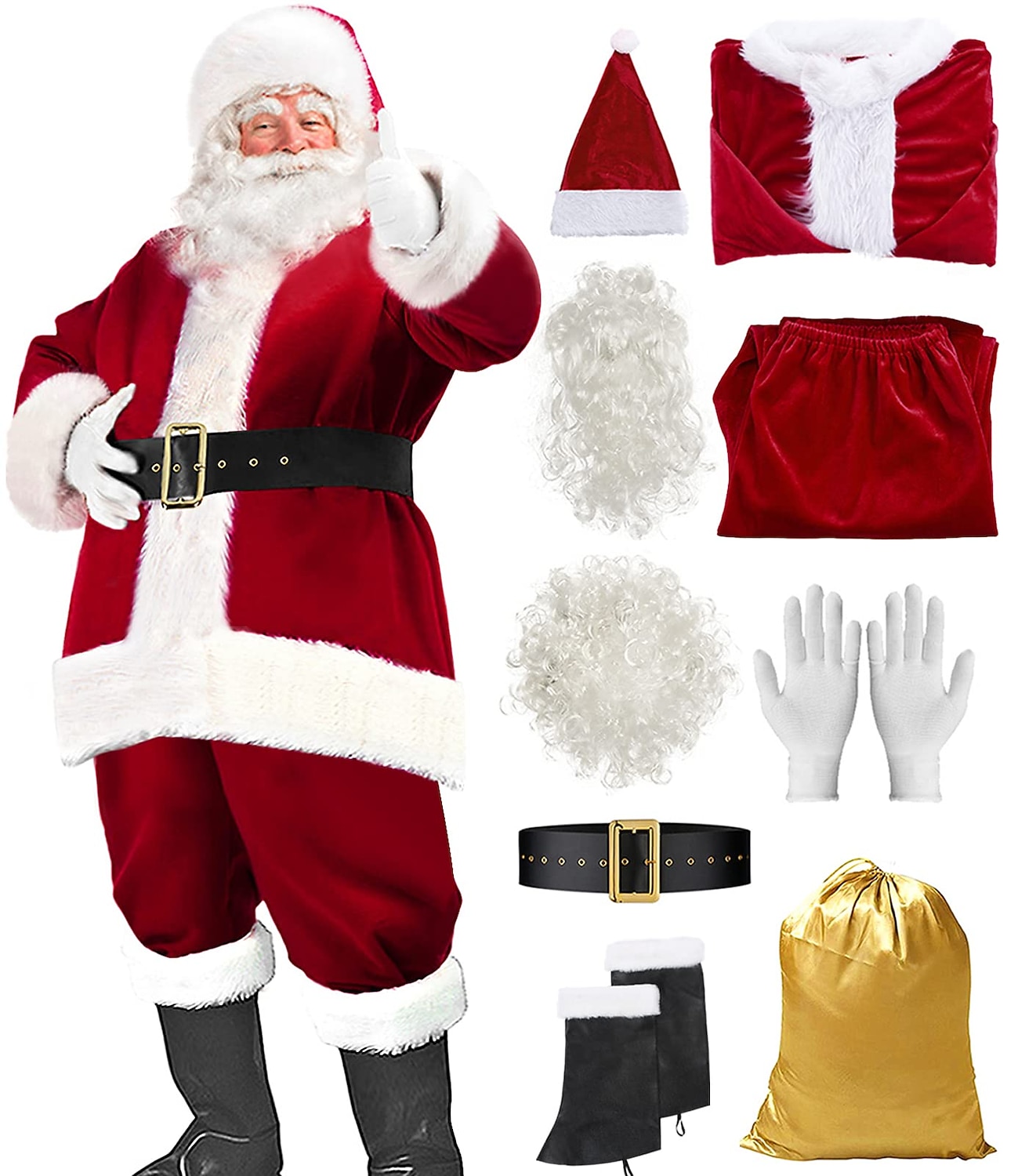 Santa Suit Christmas Santa Claus Costume for Men's Adults Cosplay Costume 9PCS Outfit 2026 - $53.99 –P4