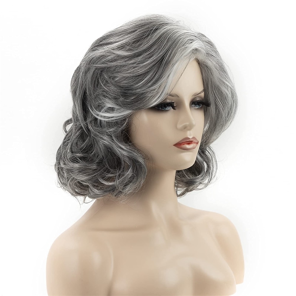 Short Grey Pixie Cut Wigs for Women layered Synthetic Hair Mixed Gray Wig with White Bangs Natural Wavy Wigs for Old Lady 2025 - $24.99 –P2