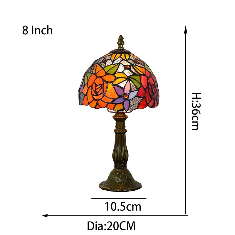 lampada da tavolo a led retro vintage barocco paralume in vetro mosaico colorato base di lusso e27 per comodino, camera da letto, scrivania del 2025 a $109.99 –P3