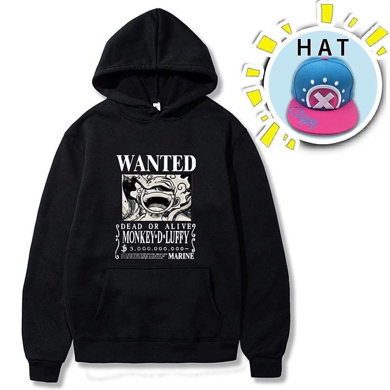 One Piece Monkey D. Luffy Hoodie Anime Anime Front Pocket Graphic Hoodie For Men's Women's Unisex Adults' Hot Stamping 100% Polyester Street Daily with Hat 2025 - $36.99 –P1