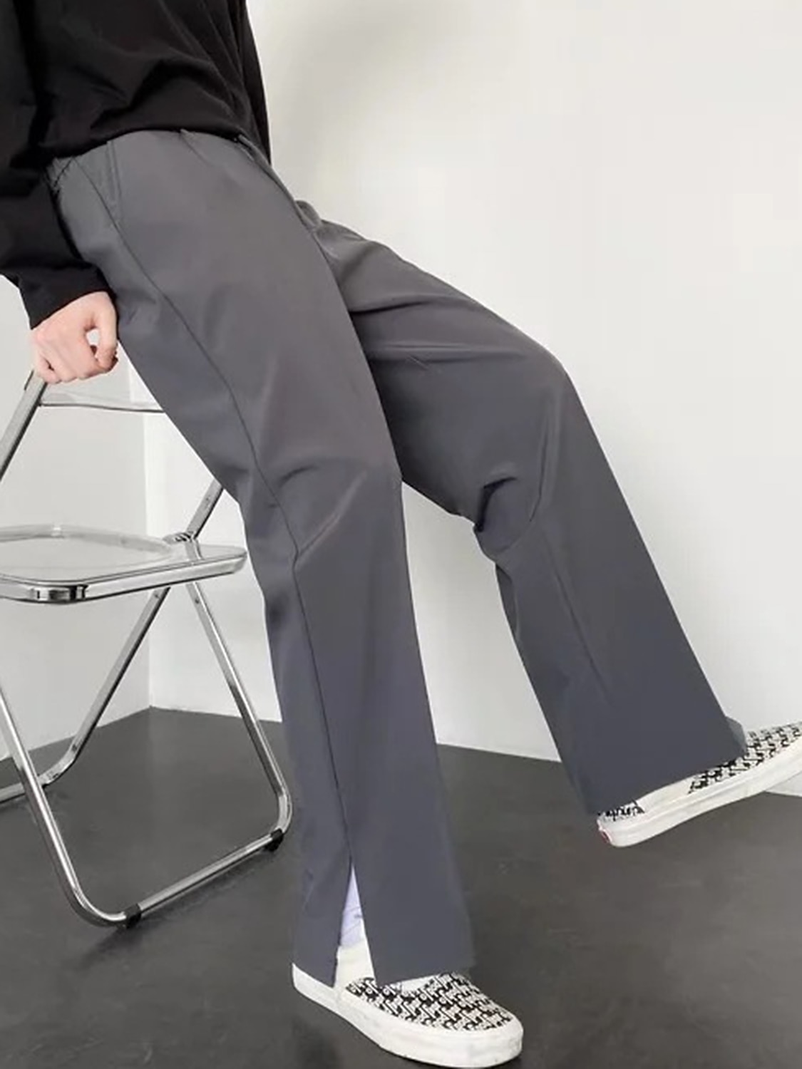 Pánské Oblekové Kalhoty Oblek Kalhoty Kapsy Elastický pas Bez vzoru Pohodlné Prodyšné Venkovní Denní Jdeme ven Módní Na běžné nošení Černá Vodní modrá 2026 - $30.99 –P8