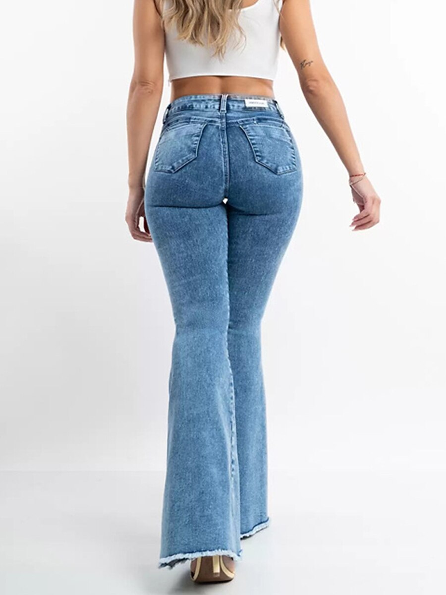 Women's Jeans Bell Bottom Pants Trousers Full Length Fashion Streetwear Street Daily Blue S M Fall Winter 2023 - US $29.99 –P2