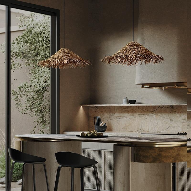 LED Pendant Lamp Rattan Pendant Light 30/40m Retro Suspension Lamp Woven Hanging Lamp Wicker Lampshade Hanging Light Fixture for Dining Table Restaurant 110-240V 2025 - $449.99 –P2