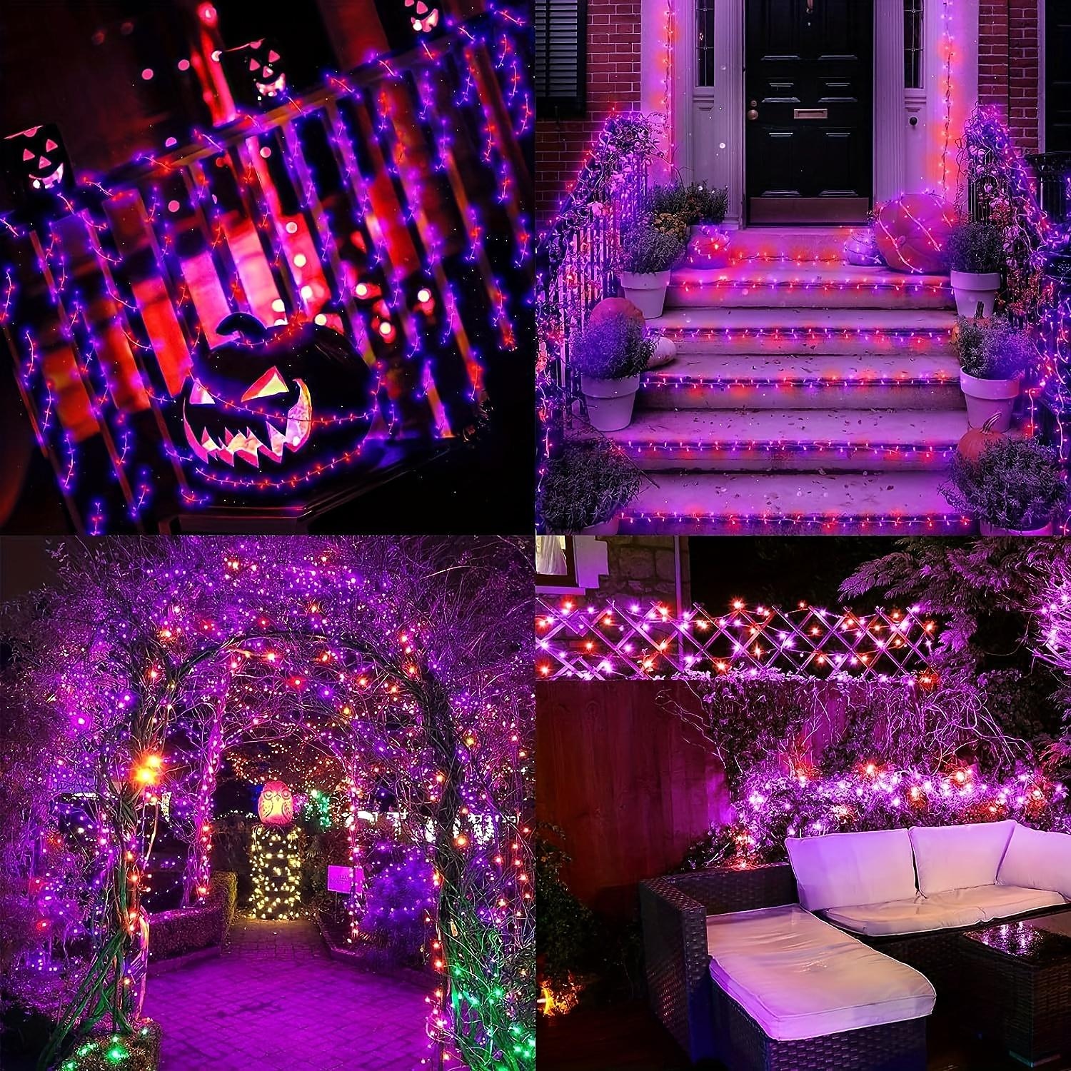 Guirlande lumineuse Halloween violet orange 8 fonctions intérieure et extérieure guirlande lumineuse décorative Halloween prise de sécurité basse tension 10 mètres 100 lumières 20 mètres 200 lumières de 2025 ? $14.99 –P1