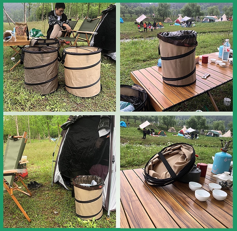 Sac de jardinage pliable de 30 gallons, poubelle de camping, poubelle escamotable/poubelle de recyclage, poubelle de voiture, sac poubelle réutilisable pour l'extérieur, jardin, cour, poubelle de recyclage pliable pour camping de 2025 ? $12.49 –P1
