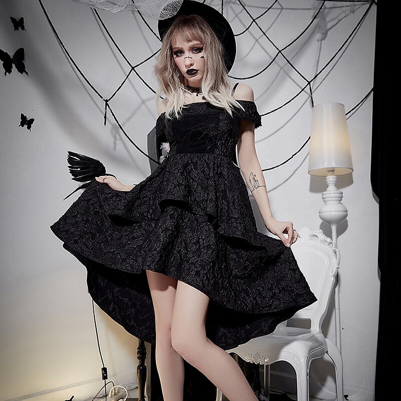 Punk e gotico Costume sexy Vestiti Abiti alti e bassi Mercoledì Addams Per  donna Cosplay Costume Halloween Festa / Serata Serata Abito del 2024 a  $36.99