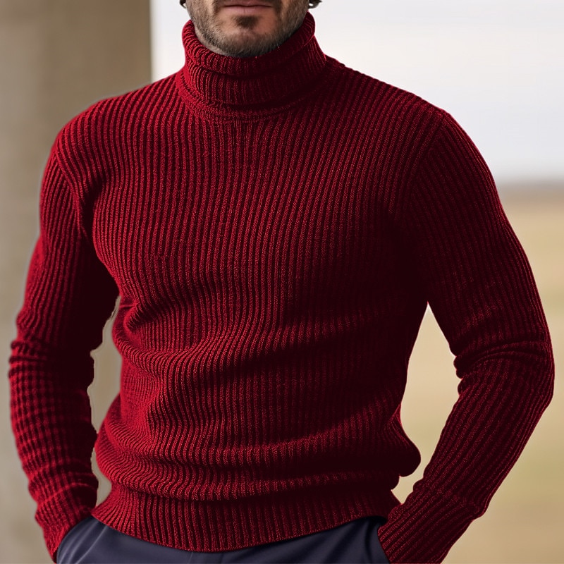 Homme Chandails de Noël Pull à col roulé Pull Pullover A côtes Tricoter Tricoté Plein Col Roulé Garder au chaud Décontractées Extérieur Usage quotidien Vêtement Tenue Automne hiver Noir Jaune S M L de 2025 ? $21.99 –P1