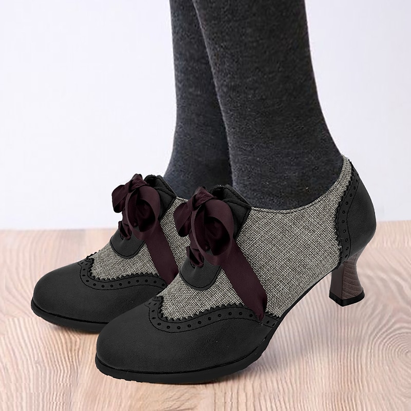 Femme Chaussures à Talons Escarpins Oxfords Chaussures Bullock Grandes Tailles Chaussures Vintage Soirée du quotidien Couleur unie Bloc de couleur Hiver Talon de chaton Bout rond Elégant de 2025 ? $59.99 –P7