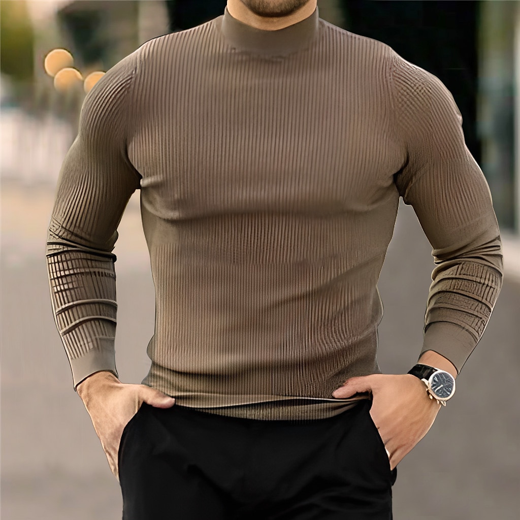 Homme Pull à col roulé Pull Chandail Pullover Sauteur A côtes Tricoter Découpé Tricoté Plein Col Roulé Mode Garder au chaud Usage quotidien Vacances Vêtement Tenue Automne hiver Noir Marron S M L de 2025 ? $18.99 –P1
