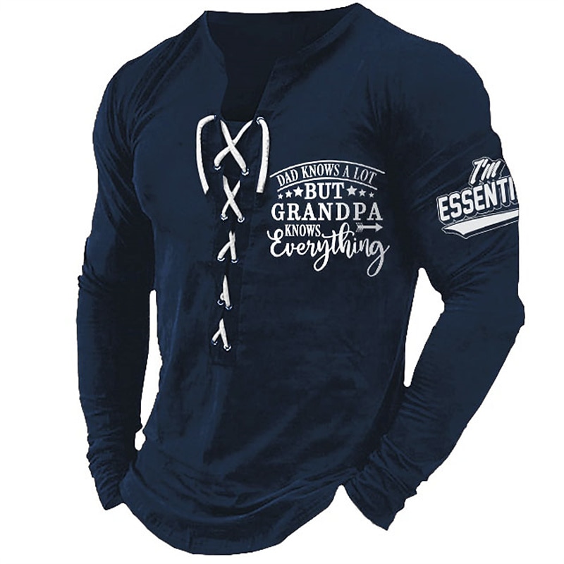 Voor heren Grafisch opa T-shirt Lange mouw T-shirt 3D-afdrukken Overhemd Modieus Dagelijks Buiten Casual Feestdagen Uitgaan Zwart Wit Bordeaux Lente & Herfst Kleding S M L XL 2XL 3XL 2025 - $8.39 –P6