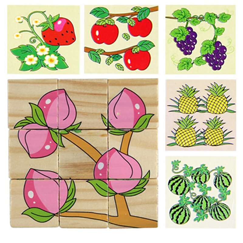 puzzle 3d din lemn pentru cadouri de aniversare pentru copii jucării puzzle pentru grădiniță bloc de construcție 3d din lemn pictură pe șase fețe 2025 - $23.99 –P6