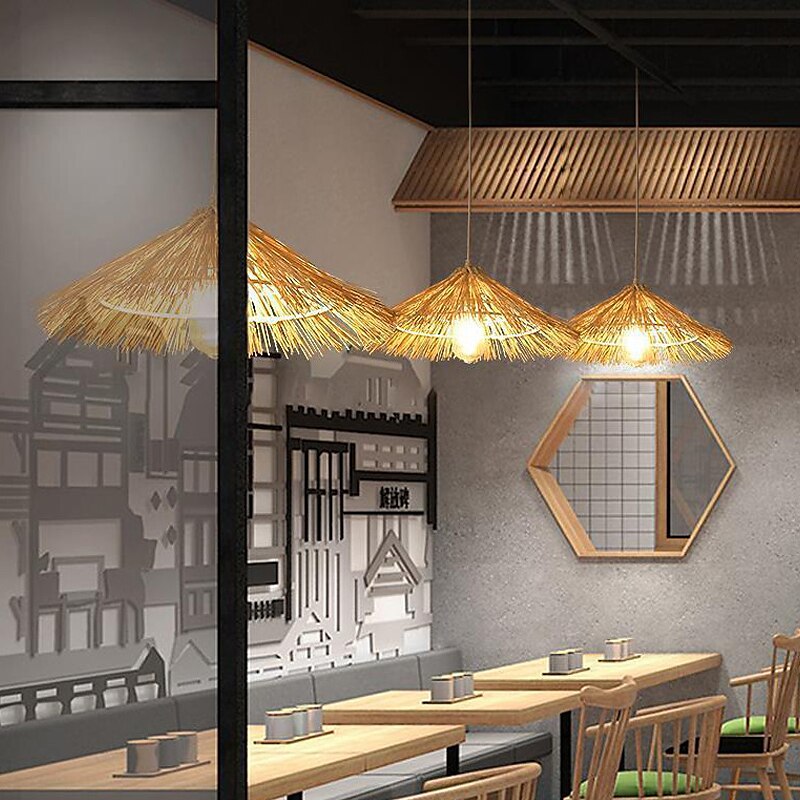 Lampes suspendues en rotin, luminaire décoratif d'intérieur, idéal pour un salon, une chambre à coucher, un café, un bar, un abat-jour en tissage, 110-240v de 2025 ? $205.99 –P3