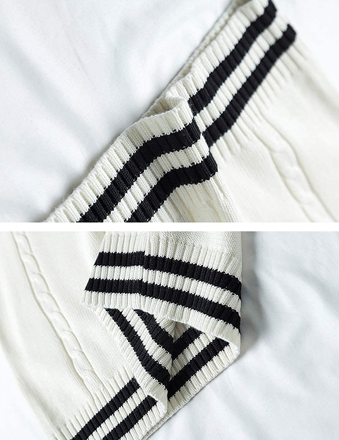 Women's Sweater Vest Pullover Sweater Jumper V Neck Ribbed Knit Acrylic Stripe Lantern Sleeve Summer Spring Fall Regular Home Daily Stylish Casual Soft Long Sleeve Geometric Color Block Black White 2023 - US $25.99 –P4