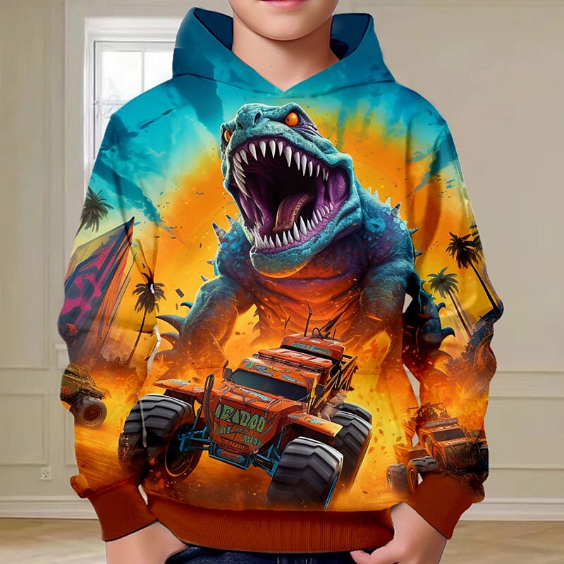 Pojkar 3D Dinosaurie Huvtröja Pullover Långärmad 3D-tryck Höst Vinter Mode Streetwear Häftig Barn 3-12 år Utomhus Ledigt Dagligen Normal 2025 - $18.99 –P2