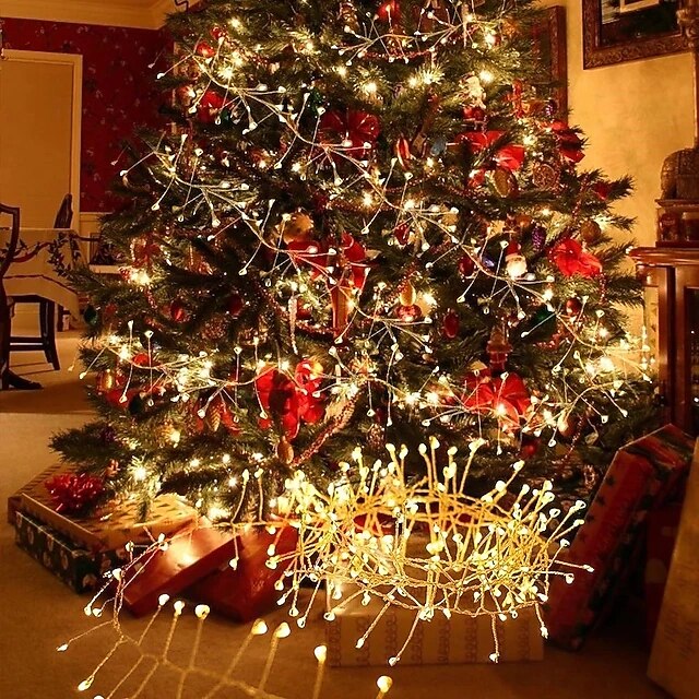 Christmas LED Firecracker String Lights 3m 100LEDs 6m 200LEDs 8 Modes Lighting Battery Operated LED Copper Wire Light  for Christmas Tree Wedding Party Holiday Home Decoration 2025 - $11.99 –P11