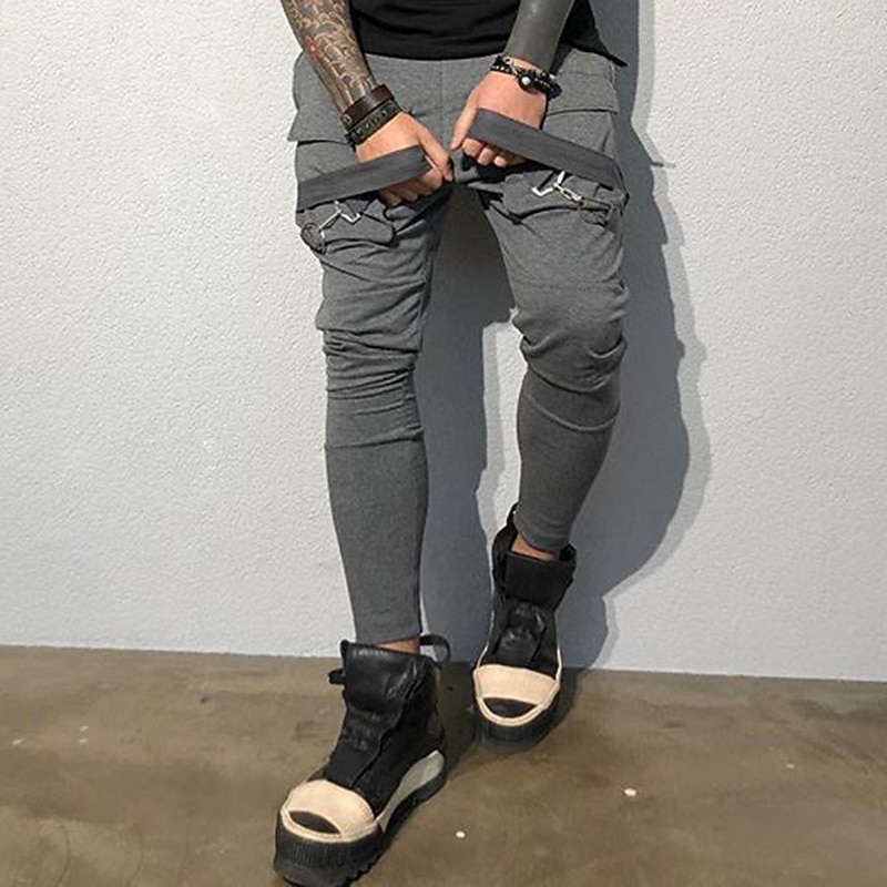 Per uomo Pantaloni cargo Abbigliamento tecnico Tasche Liscio Comfort Traspirante Esterno Giornaliero Per uscire Di tendenza Informale Nero Rosso del 2026 a $31.99 –P12