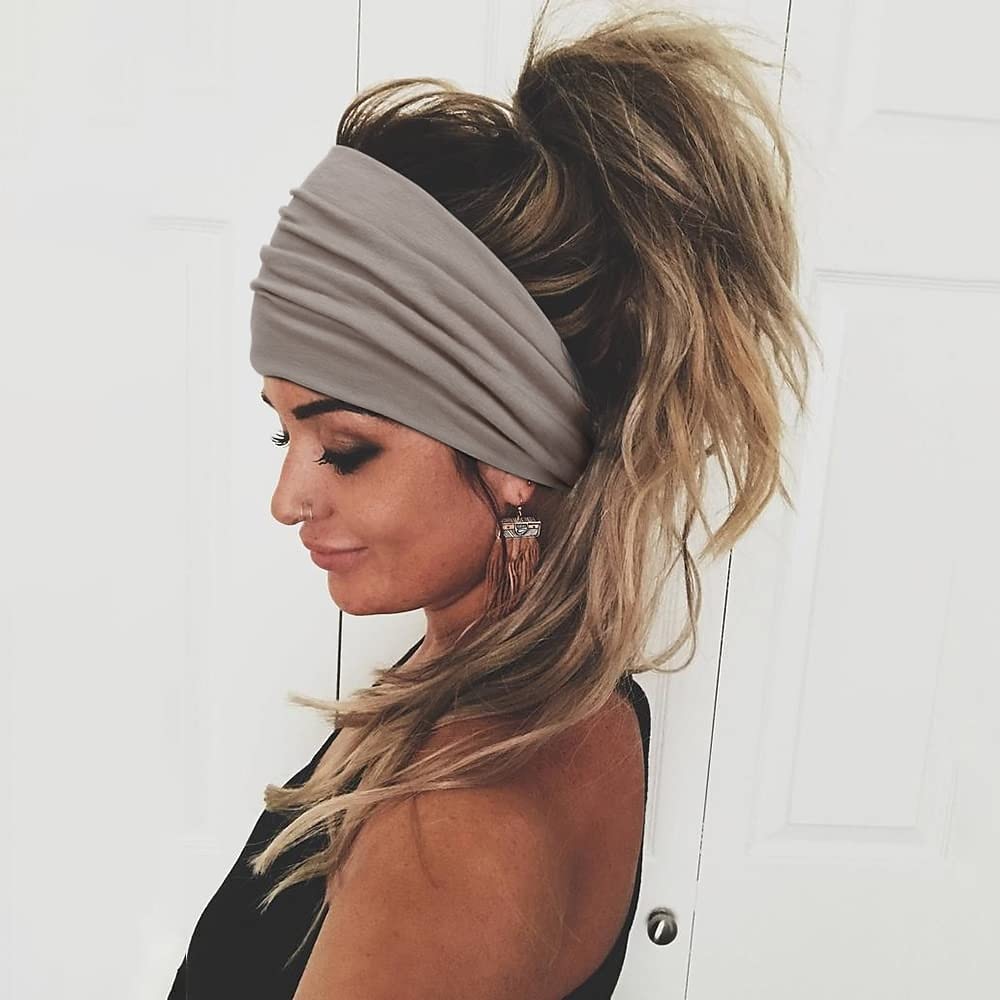2 buc bentite pentru femei benzi late pentru cap anti-alunecare boho banda de păr pentru femei la modă înnodate antrenament yoga leopard turban împachetări pentru cap 2025 - $14.99 –P7