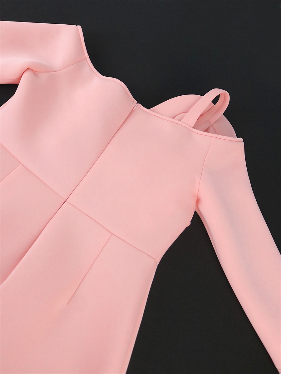 Női Extra méret Ív Party ruha Bodycon Hüvelyruha Sima Midi ruha Hosszú ujj Hasított Aszimmetrikus Divat Parti Arcpír rózsaszín Ősz Tél XL XXL 3XL 4 XL 2025 - $43.99 –P11