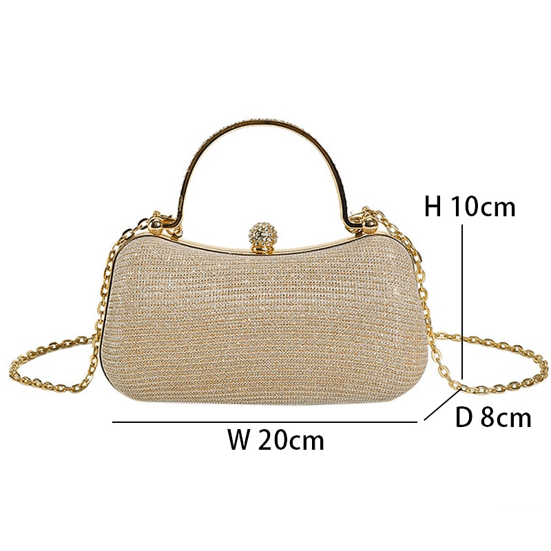 בגדי ריקוד נשים מצמד הערב Bag תיק עם רצועה למפרק היד תיקי קלאץ' עור PU מפלגה מסיבת רווקות חגים ריינסטון שרשרת קיבולת גבוהה עמיד למים קל משקל צבע אחיד כסף שחור זהב 2025 - $26.99 –P18