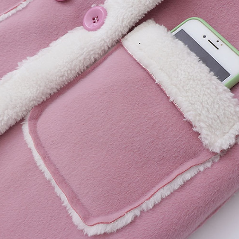 Barn Flickor Vinterkappa Sherpajacka Vinterjacka för barn Mode Knappar Prestanda Bomull Täcka Ytterkläder 4-12 år Vår Rodnande Rosa Blå 2025 - $37.99 –P11