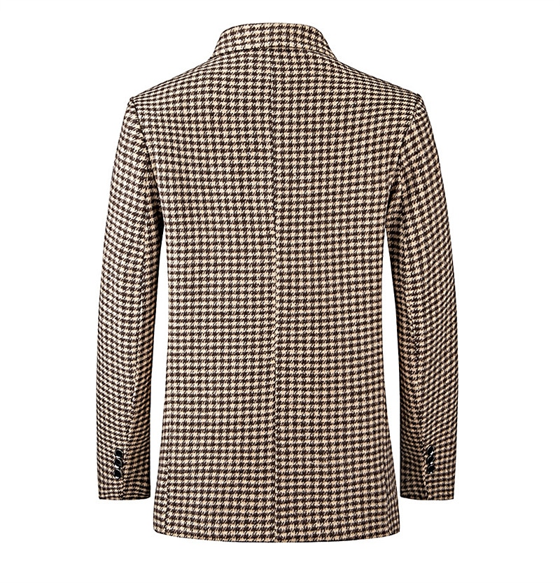 Men's Cocktail Attire Blazer Business Formal Evening Wedding Party Fashion Casual Spring &  Fall Polyester Plaid / Check Geometic Button Pocket Casual / Daily Single Breasted Blazer White Camel Beige 2025 - $66.99 –P6