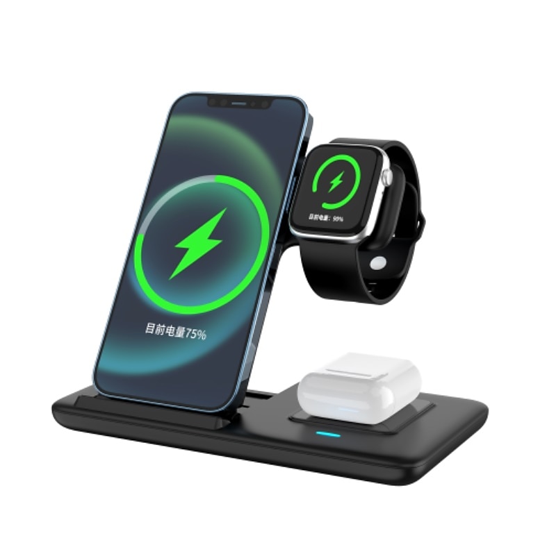 Supporto per caricabatterie wireless 15w per iPhone 14 13 12 11 apple watch airpods pro iwatch 8 7 Dock station di ricarica rapida 3 in 1 pieghevole del 2025 a $29.99 –P2