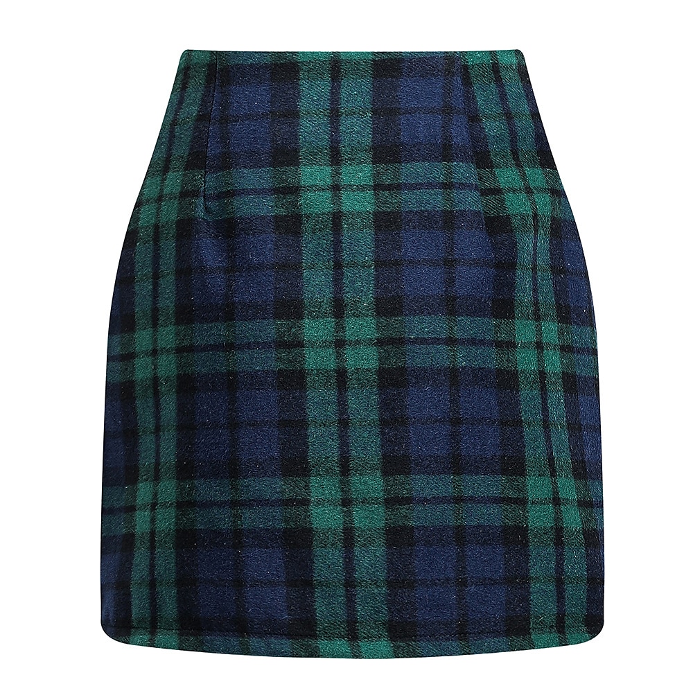 Femme Jupe Moulante Mode Décontractées Mini Taille haute Jupes Plaid Imprimer Vacances Plein Air Saphir Turquoise Vert foncé Café foncé Hiver Laineux de 2025 ? $25.99 –P2