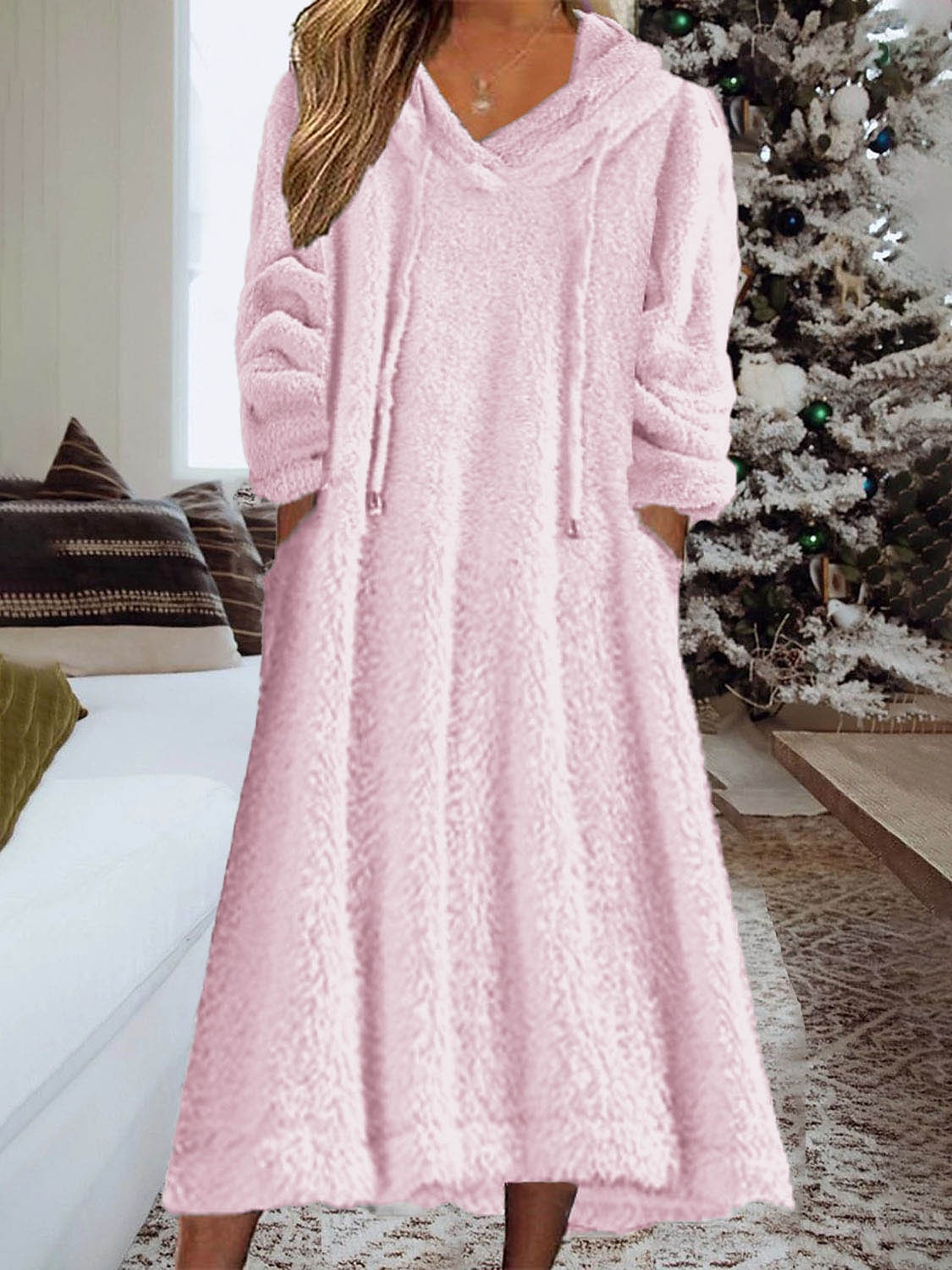 Women's Loungewear Nightshirt Dress Pure Color Casual Comfort Soft Home Daily Going out Coral Fleece Coral Velvet Warm Hoodie Long Sleeve Fall Winter Home Outfits 2025 - $26.99 –P4