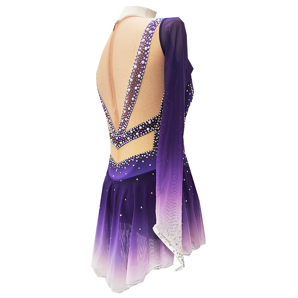 Vestito da pattinaggio artistico Per donna Da ragazza Pattinaggio sul ghiaccio Vestiti Viola Foro per pollice tintura sfumata Elevata elasticità Professionale Competizione Vestiti da pattinaggio sul del 2026 a $235.99 –P1