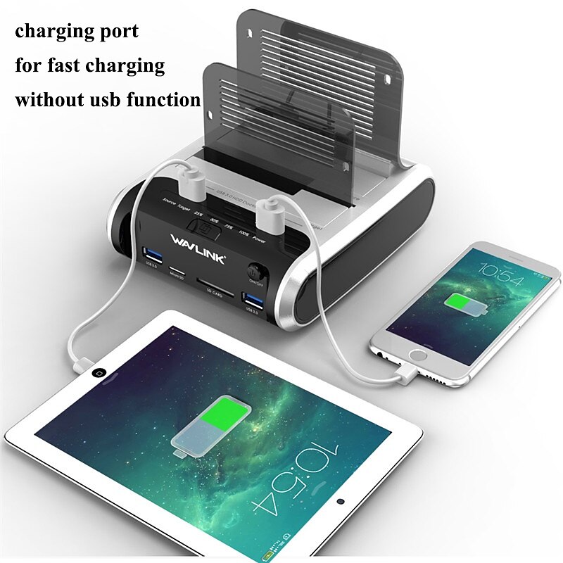 Док-станция для внешнего жесткого диска USB 3.0 и SATA с двумя отсеками для 2.5 & 3.5 sata i/ii/iii hdd/ssd с автономным клоном и концентратором быстрой зарядки, кард-ридер поддерживает uasp & до 2 х 2025 - $118.99 –P3