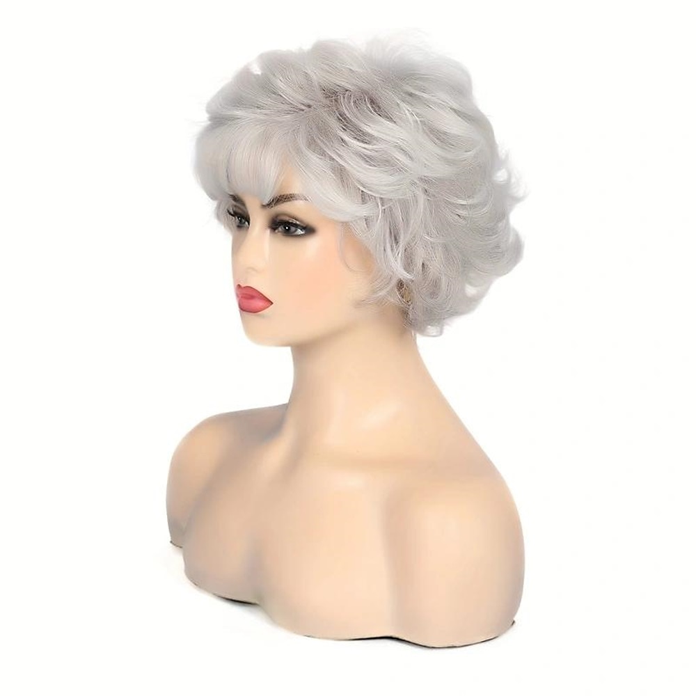 Synthetische pruiken Gekruld Pixie-kapsel Pruik Kort Grijs Licht blond Synthetisch haar Dames Modieus ontwerp Verstelbaar comfy Blond Donker Grijs 2025 - $24.99 –P10