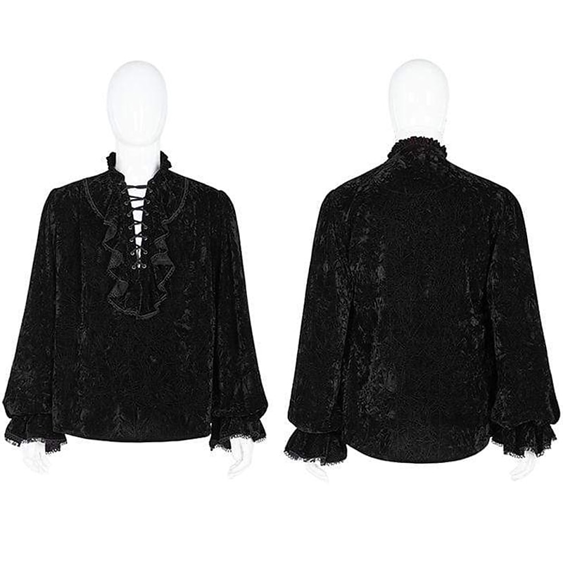 Punk & Gothique Médiéval Steampunk Blouse / Chemise Ballon Vampire Col en V Déguisement Homme Pirate Fantaisie Royal Halloween Carnaval Soirée Adulte Chemise Automne & Hiver de 2026 ? $34.99 –P1