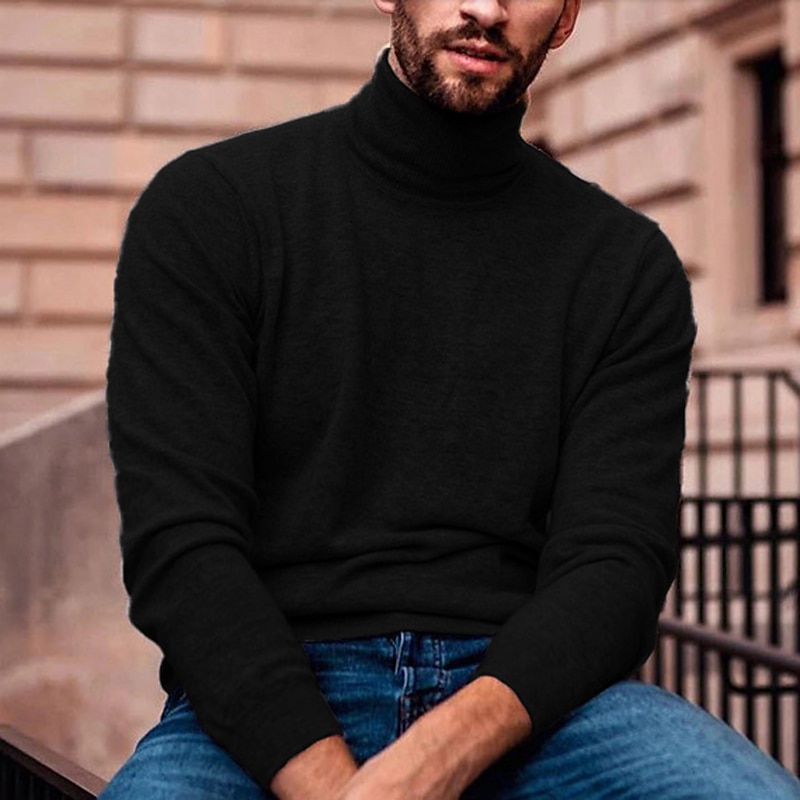 Herre Turtleneck genser Pullover genser Herre Turtle Neck Jumper Riflet Strikke Normal Strikket عادي Rullekrage Moderne Moderne Slim passform Arbeid Dagligdagstøy Klær Høst vinter Vin Svart S M L 2025 - $21.99 –P3