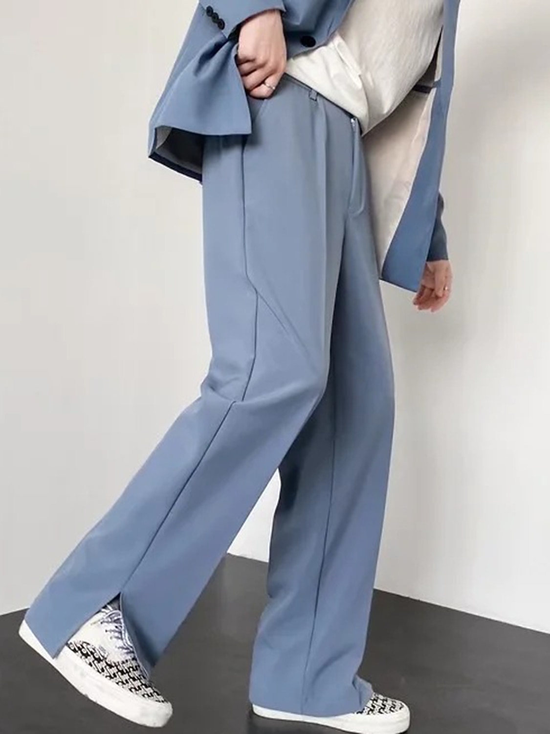 Pánské Oblekové Kalhoty Oblek Kalhoty Kapsy Elastický pas Bez vzoru Pohodlné Prodyšné Venkovní Denní Jdeme ven Módní Na běžné nošení Černá Vodní modrá 2026 - $30.99 –P11