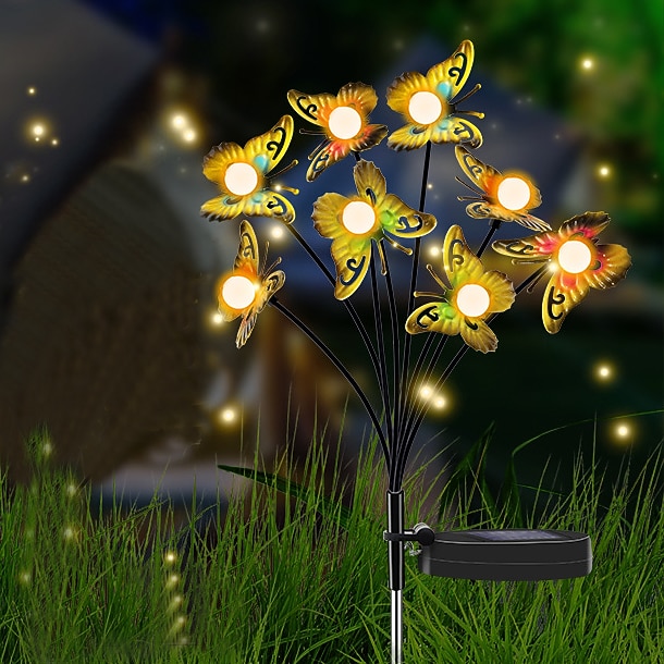 napelemes kerti lámpák pillangó kerti dekoráció táj szoláris pillangók imbolygó fények tánc a szélben cövek udvar terasz pázsit 2026 - $24.99 –P3