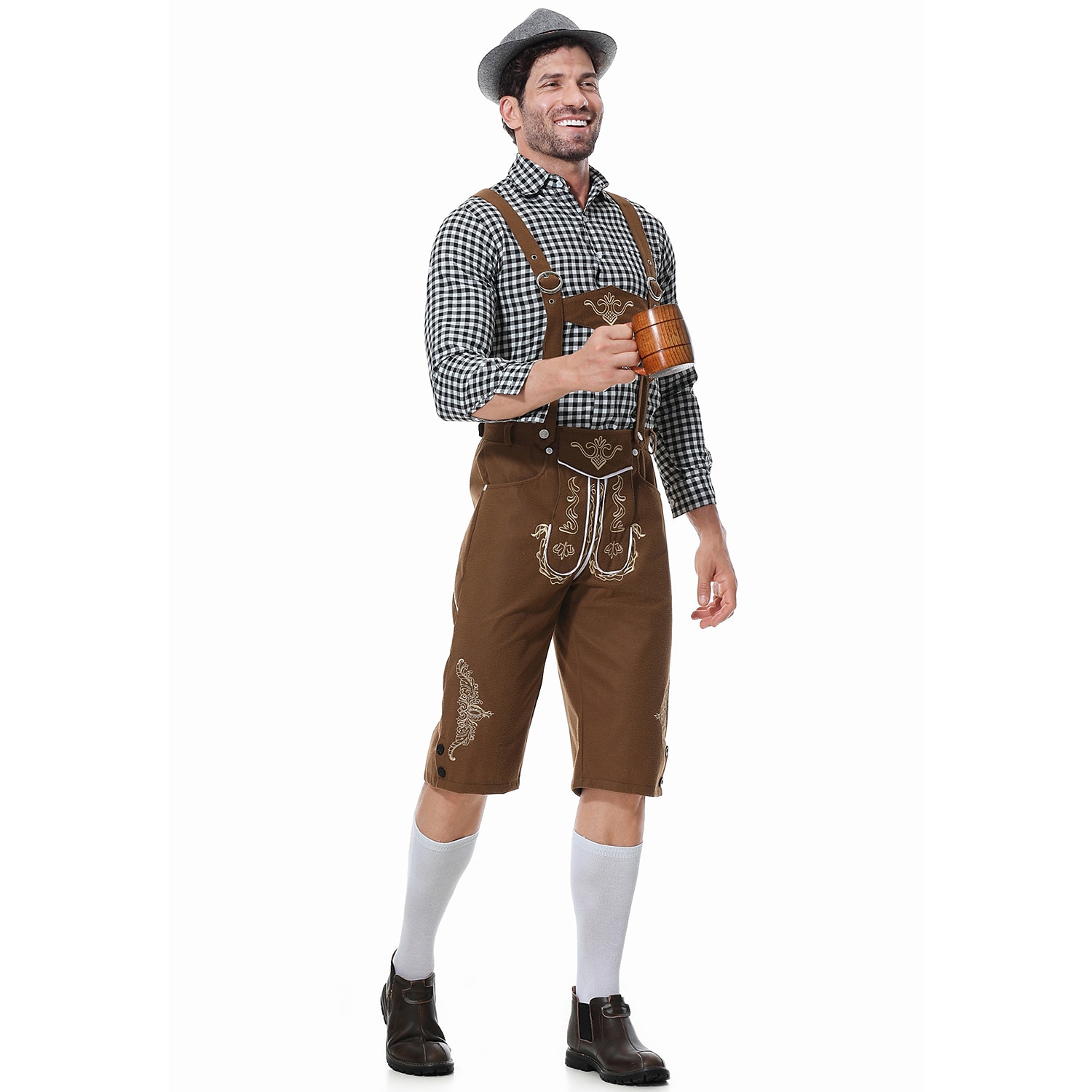 Oktoberfest Lederhosen Hemd Bayerisch Bayerisch Deutsch Wiesn Herren Stoff im traditionellen Stil Bluse Shorts Hut 2026 - HUF 24835 –P10