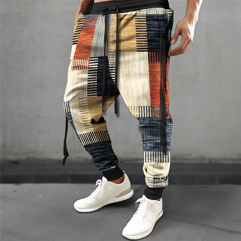 Plaid Geometry Casual Men's 3D Print Sweatpants Joggers Pants Trousers Outdoor Street Casual Daily Polyester Yellow Red Green S M L Mid Waist Elasticity Pants 2025 - $25.99 –P1