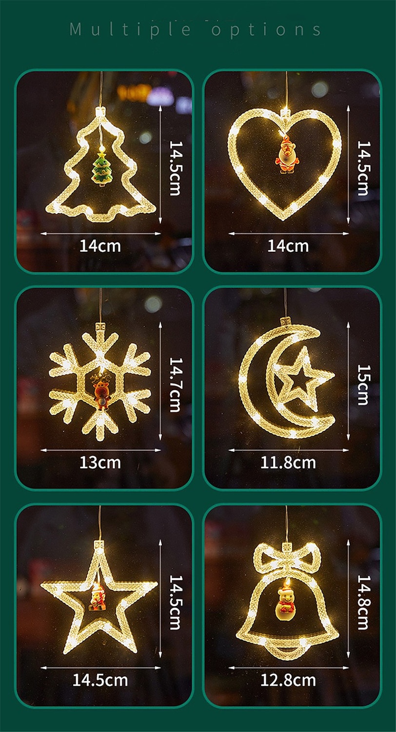 Christmas LED Light Suction Cup Chandelier Santa Claus Star Lights Holiday New Year Xmas Party Window Decor Lamp Battery Powered 2025 - CAD $7.99 –P3